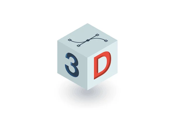 3D word written on cube isometric flat icon. 3d vector — Stock Vector