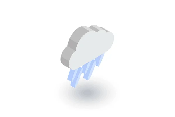 Az eső felhő vihar Időjárás izometrikus sík ikonra. 3D vector — Stock Vector