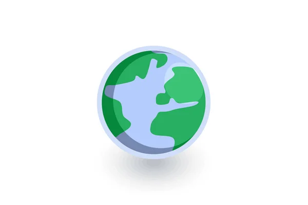 Terre Planète isométrique icône plate. Vecteur 3d — Image vectorielle