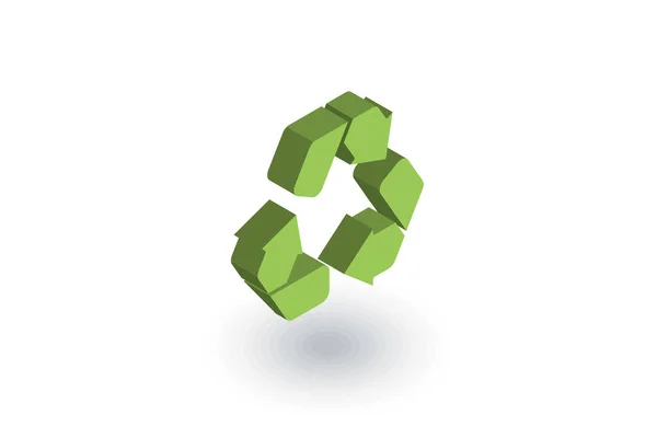 Recykling zielony symbol. Izometryczne płaskie ikona ochrony środowiska. wektor 3D — Wektor stockowy