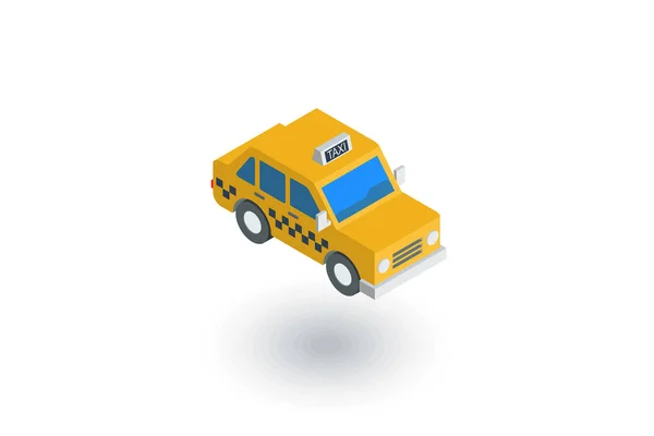 Κίτρινο ταξί αυτοκινήτων ισομετρική εικονίδιο επίπεδη. 3D διάνυσμα — Διανυσματικό Αρχείο