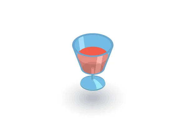 Wijn of cocktailglas isometrische platte pictogram. 3D-vector — Stockvector