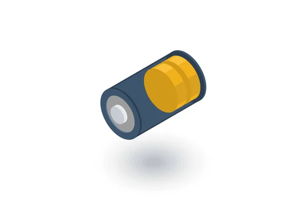 Lage batterij, gratis isometrische platte pictogram. 3D-vector — Stockvector