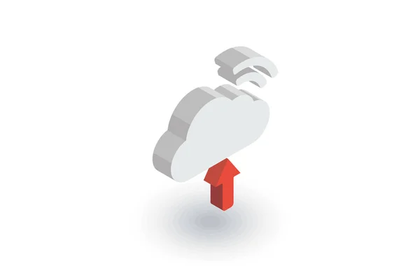 Cloud upload, computer technology isometric flat icon. 3d vector — Stock Vector