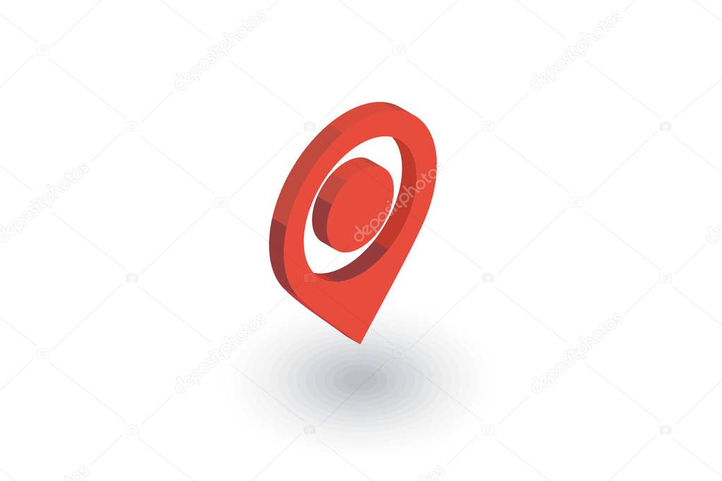 Navigation, location marker, cursor isometric flat icon. 3d vector