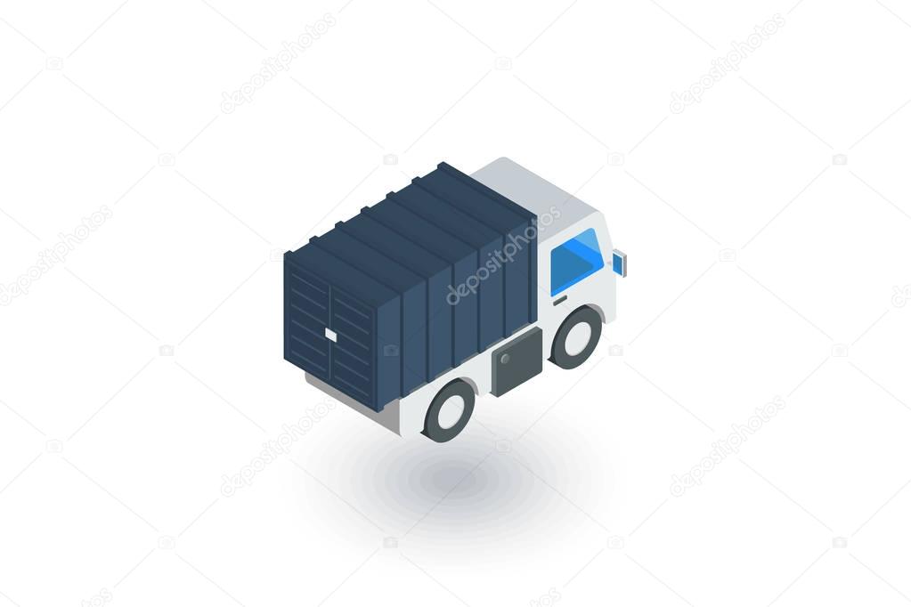 truck cab, van body, container isometric flat icon. 3d vector