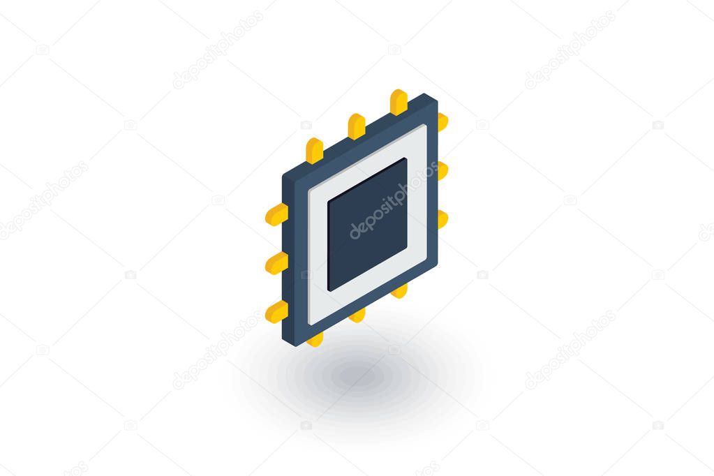 processor, motherboard, chip isometric flat icon. 3d vector
