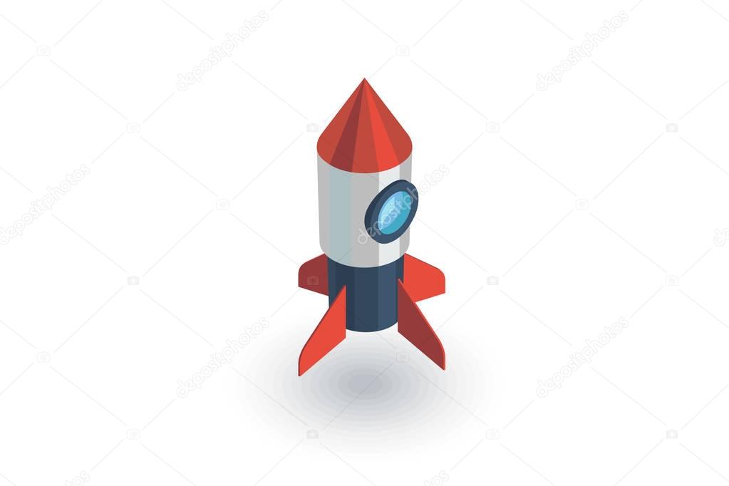 startup, rocket launch isometric flat icon. 3d vector