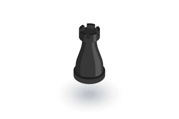 Simple rook (chess piece) icon. Black silhouette. Flat design. Isolated on  white Stock Vector