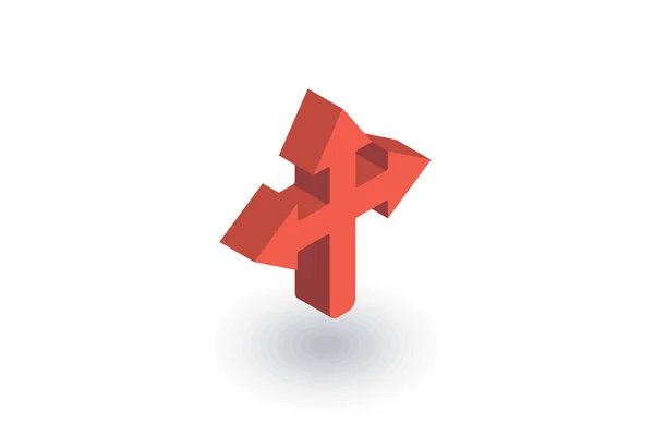 Flecha cruz icono plano — Vector de stock