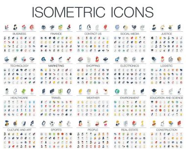 Set of isometric flat icons