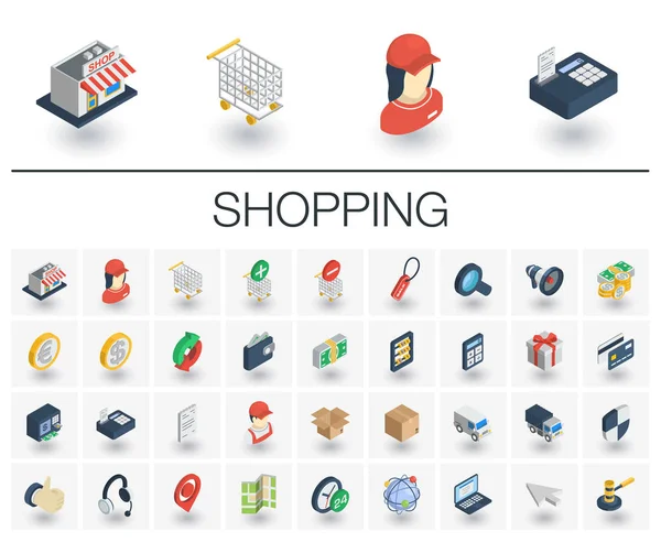 Shopping isometric icons — Stock Vector