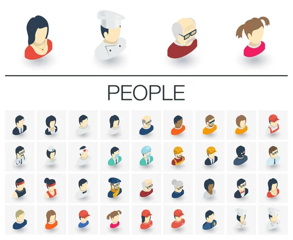 Lidé a avatary izometrické ikony — Stockový vektor