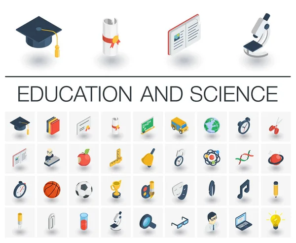 Iconos isométricos de educación y aprendizaje — Archivo Imágenes Vectoriales