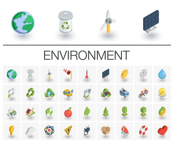 Ecología e iconos isométricos ambientales — Vector de stock