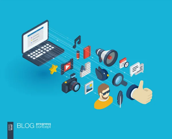 Blogging integrado 3d iconos web . — Vector de stock