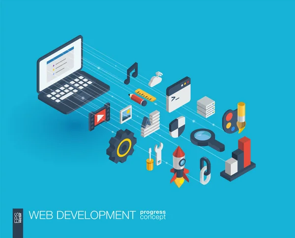 Web development integrated 3d icons. — Stock Vector