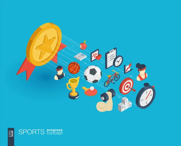 Desporto integrado ícones web 3d . — Vetor de Stock
