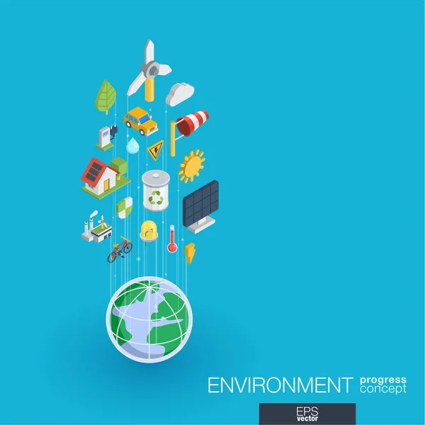 Environmental integrated 3d web icons. — Stock Vector