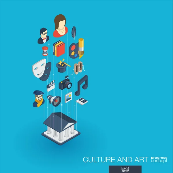 Cultura e arte integrados ícones web 3d . — Vetor de Stock