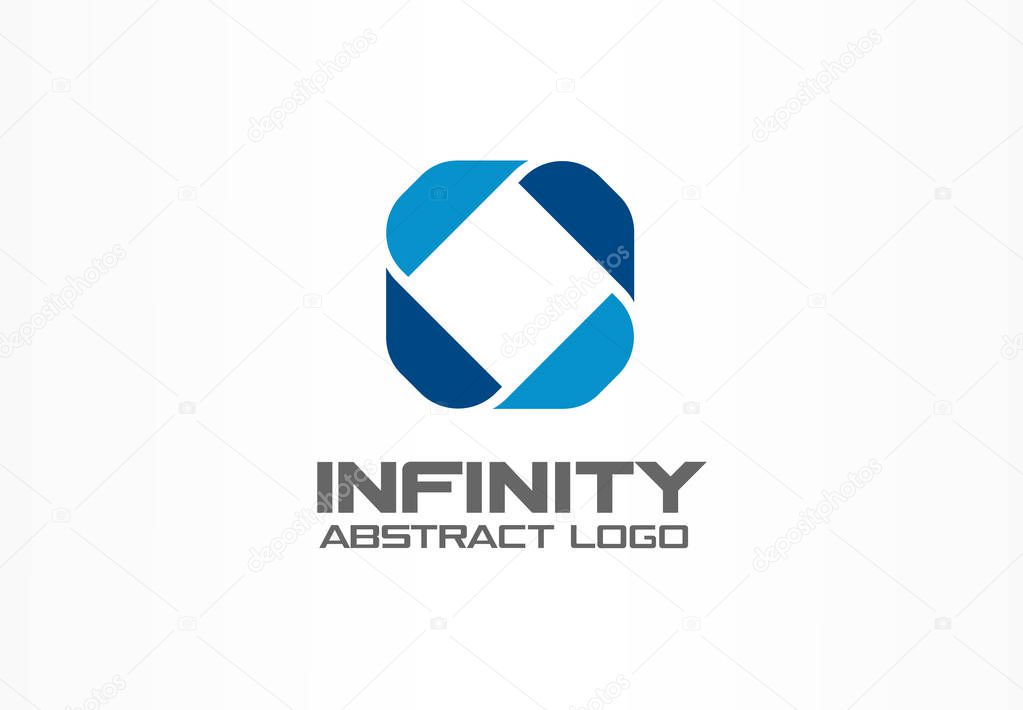 Business company logo. Corporate identity design element. Round infinity, development, logistics, banking logotype idea. Integrated ribbon, connect, mix concept. Colorful Vector icon