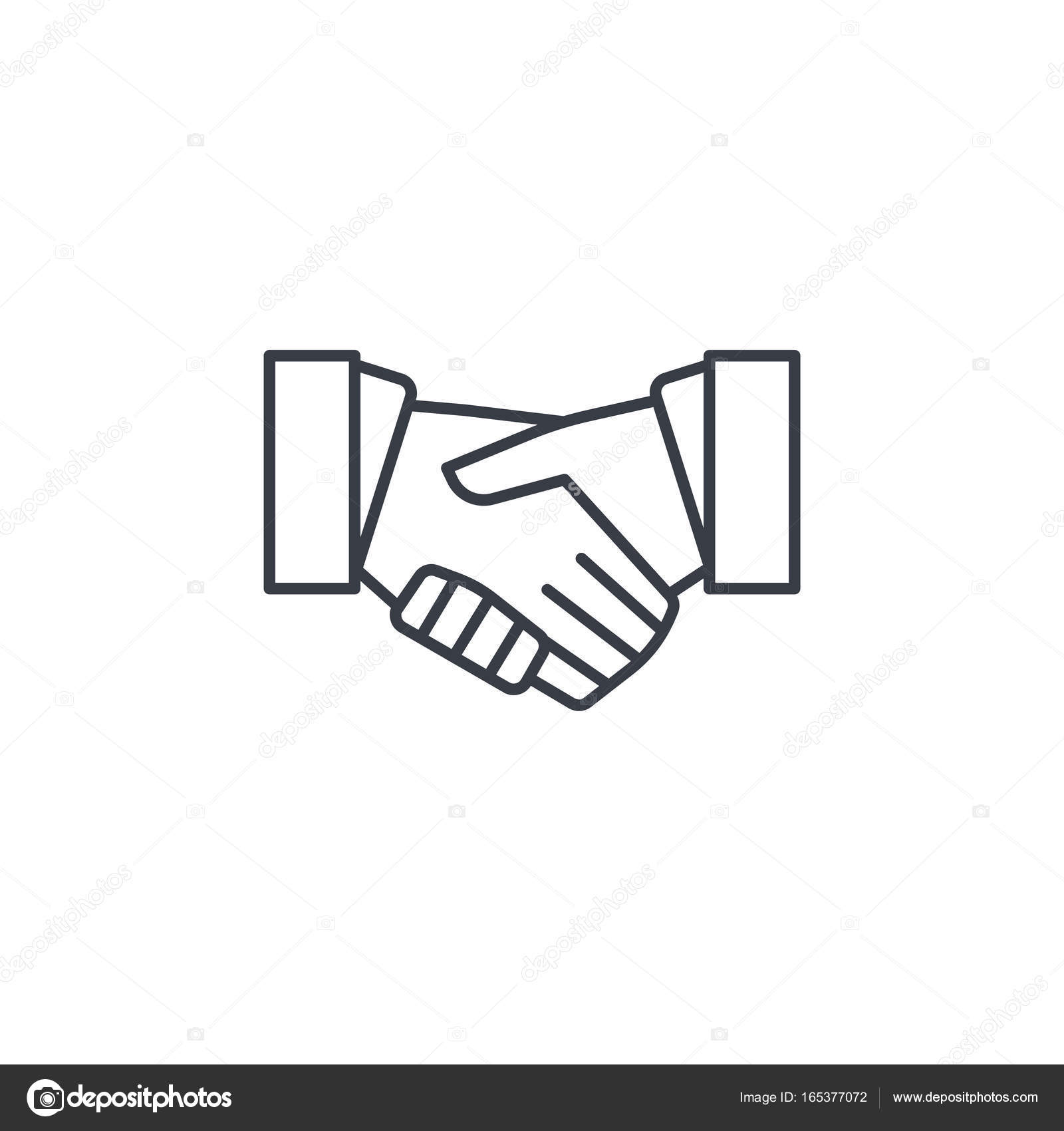 Handshake gesture linear icon. Thin line illustration. Shaking