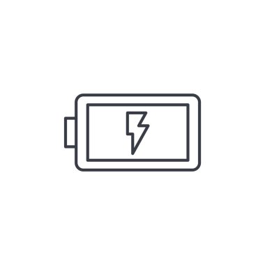 Pil şarj tam ince çizgi simgesi. 