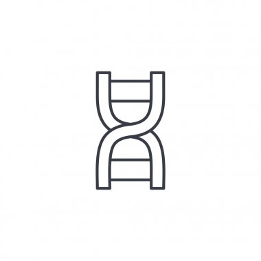 DNA, bilim genetik, molekül, biyoloji ince çizgi simgesi. 