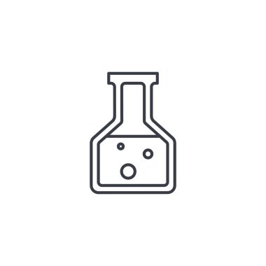laboratuvar kimyasal kabı ince çizgi simgesi.