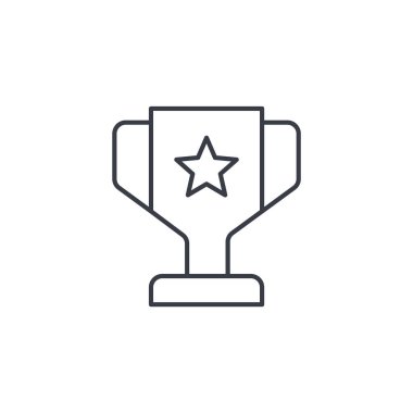 1 yer Altın Kupa bardak ince çizgi simgesi. 