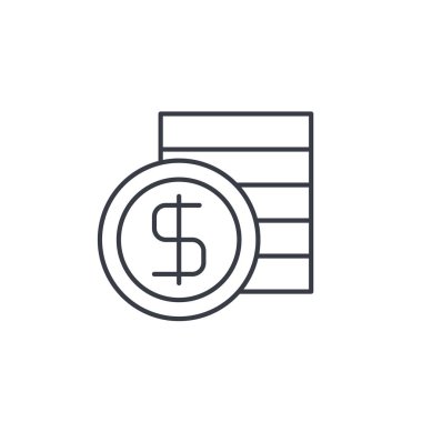 Bankacılık, para, Doları paralar ince çizgi simgesi.