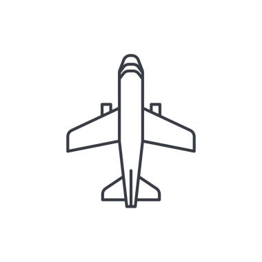 Uçak, boeing uçak, seyahat ince satırı simgesi. 