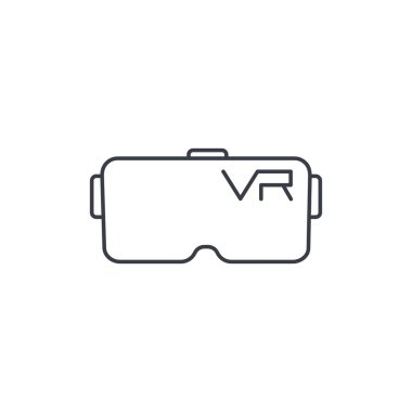 VR gözlük, gözlük, sanal gerçeklik 360 ince çizgi simgesi. 