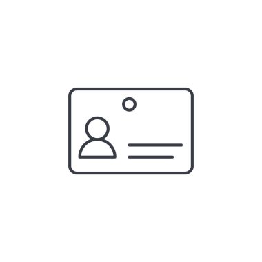 Kimlik kartı, araba sürücü belgesi, kimlik kartı ince çizgi simgesi. 