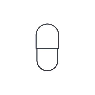 capsul kırmızı hapı ince çizgi simgesi. 