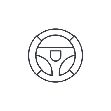 Direksiyon simidi ince çizgi simgesi. 