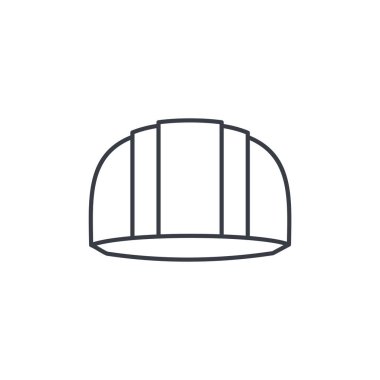 İnşaat sembolü, kask ince çizgi simgesi. 