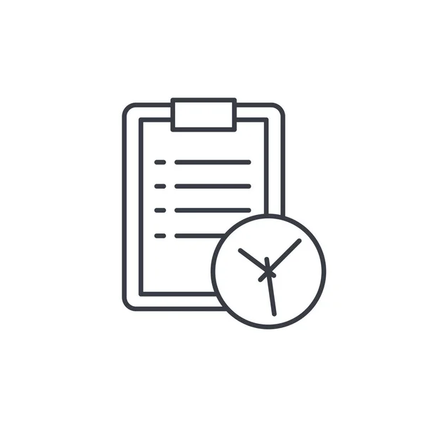 Zwischenablage und Uhr, To-do-Liste Thin Line Icon. — Stockvektor