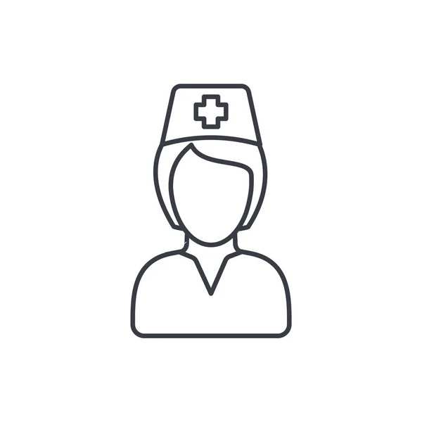 Enfermeira avatar, médico ícone linha fina . —  Vetores de Stock