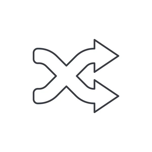 Barajar, mezclar, al azar, la intersección de flecha delgada icono de línea . — Archivo Imágenes Vectoriales