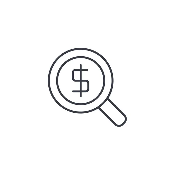 Pénzügy és pénz, nagyító dollár szimbólum — Stock Vector