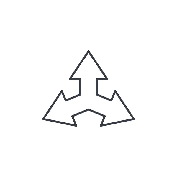 Drei-Wege-Richtungspfeil dünne Linie Symbol. — Stockvektor