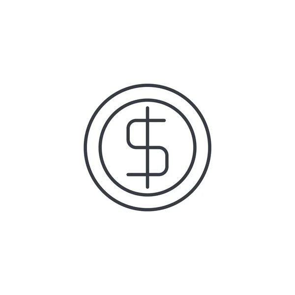 Moneta dollaro, denaro, finanza, moneta icona linea sottile . — Vettoriale Stock