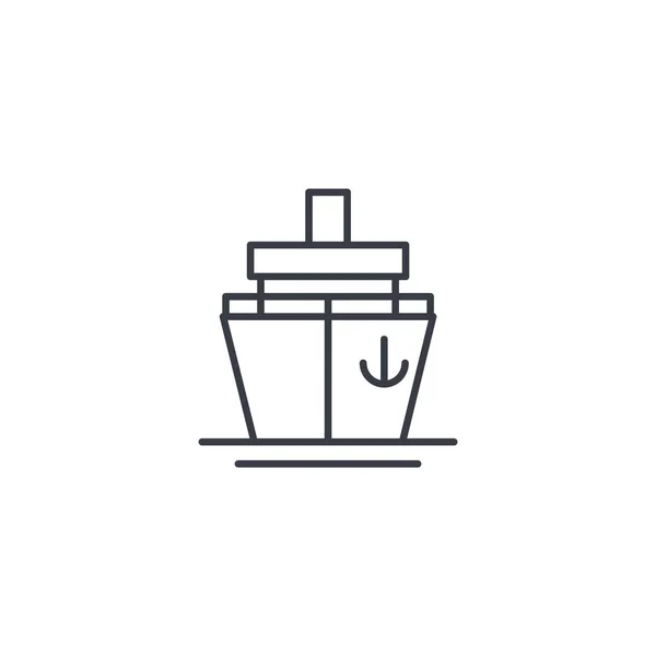 Barco de yate, crucero icono de línea delgada . — Vector de stock