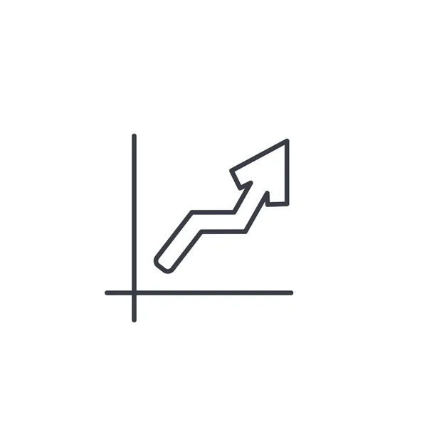 Növekedés graph diagramra, piaci siker, vékony vonal ikont felfelé. — Stock Vector
