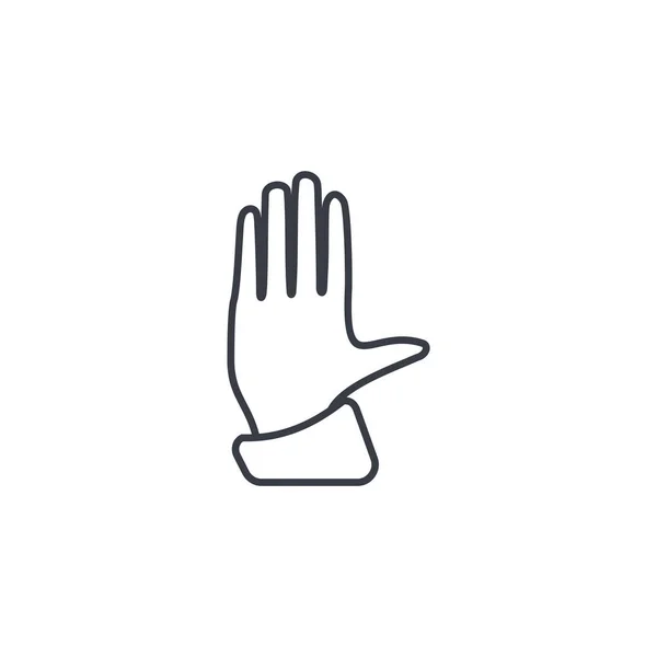 Handfläche, Zutrittskontrolle, Stop-Thin-Line-Symbol. — Stockvektor