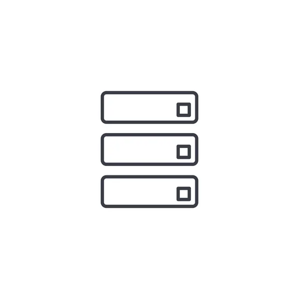 Centre de données, icône de ligne mince serveur . — Image vectorielle