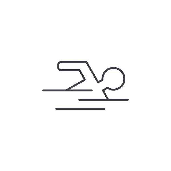 Úszómedence, úszó sport vékony vonal ikon. — Stock Vector
