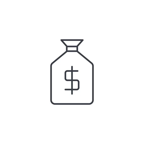 Pénz táska vékony vonal ikon. — Stock Vector