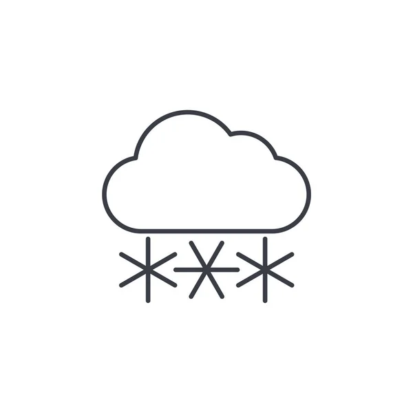 Śnieg, Chmura śniegu, zima pogoda cienka linia ikona. — Wektor stockowy